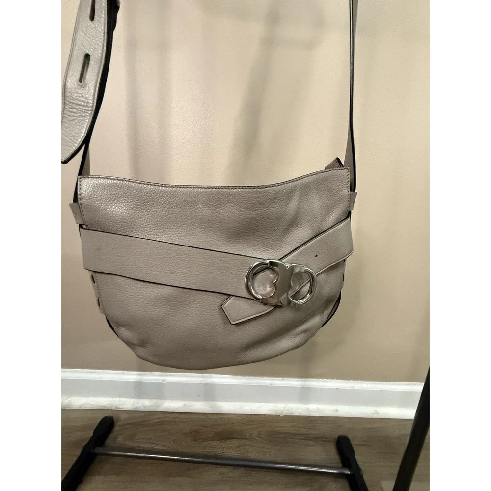 Tory Burch Gemini Link Hobo Shoulder Crossbody Bag Purse French Gray